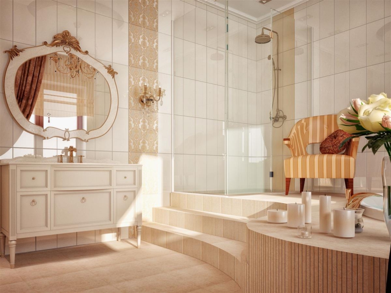 Классическая ванная комната - Дизайн интерьера коттеджа в пос. Суходолье 180 кв. м.
