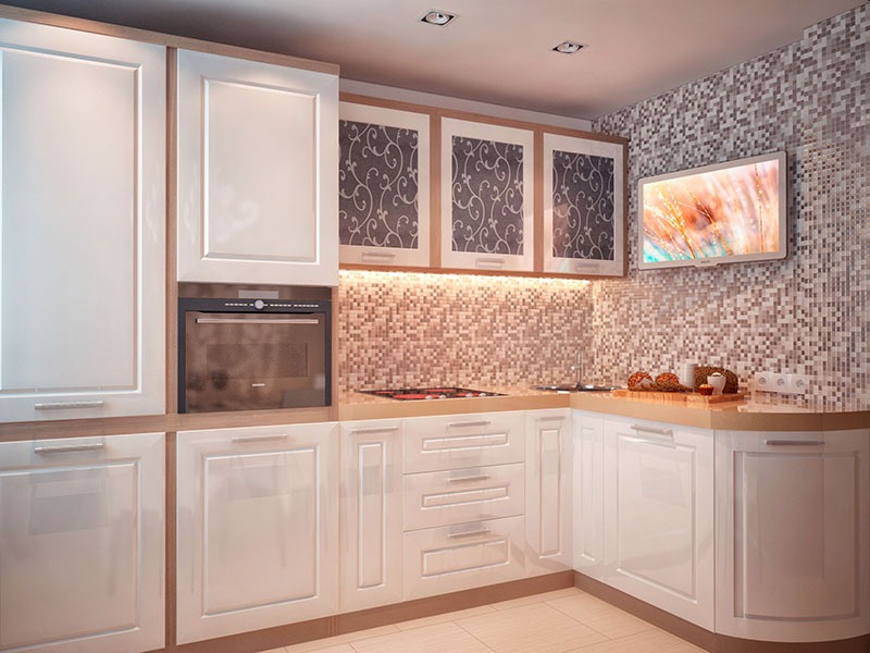 Мозаика на кухне - Дизайн интерьера квартиры на ул. Холодильная, г. Тюмень 60 кв. м.