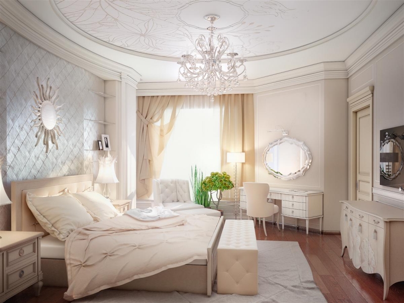 Интерьер спальни в светлых тонах - Дизайн интерьера квартиры на ул. Пржевальского  г. Тюмень на 219 кв. м.