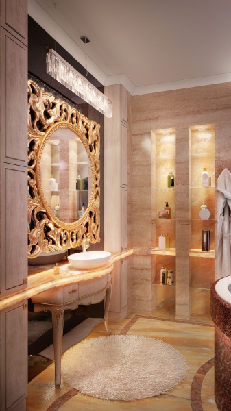 Ванная комната в классическом стиле - Дизайн интерьера квартиры в АЖК «Паруса»