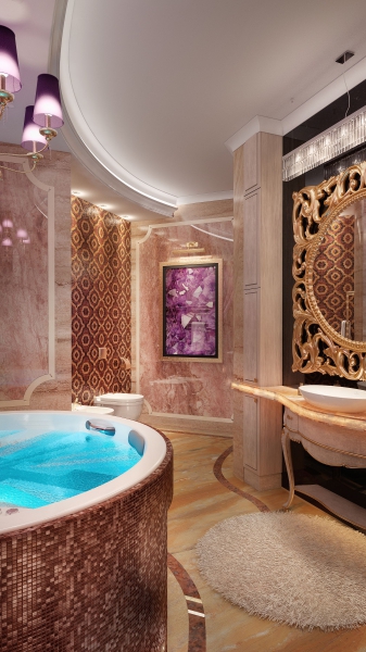 Ванная выложенная мозаикой - Дизайн интерьера квартиры в АЖК «Паруса»