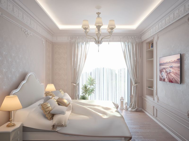Светлый пакет на полу в спальне - Дизайн интерьера квартиры на  ул. Пржевальского,  г. Тюмень.