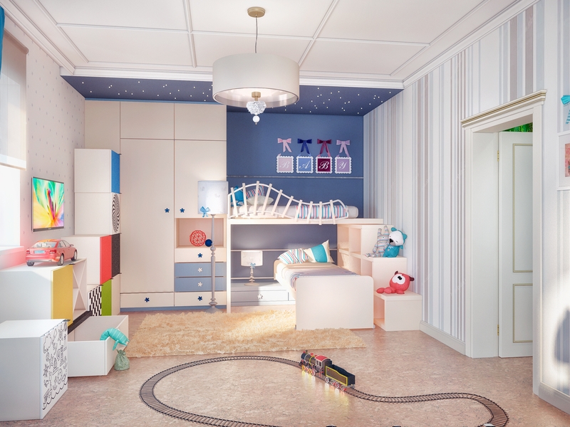 Модульная система хранения в детской мальчиков - Дизайн интерьера коттеджа Патрушева, ул. Зеленая