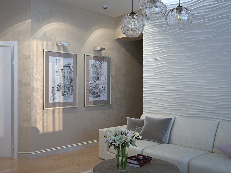 3D панели в гостиной - Дизайн интерьера квартиры г. Нижневартовск, ХМАО-Югра