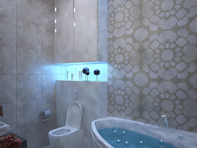 Встроенная подсветка в нише в ванной комнате - Дизайн интерьера квартиры г. Нижневартовск, ХМАО-Югра