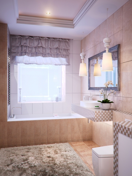 Окно в ванной комнате - Дизайн интерьера квартиры г. Тюмень, ул. Зелинского
