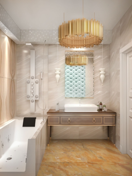 Люстра в ванной комнате - Дизайн интерьера квартиры г.Тюмень ул.Севастопольская