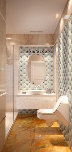 Декоративная плитка в ванной - Дизайн интерьера квартиры г.Тюмень ул.Севастопольская