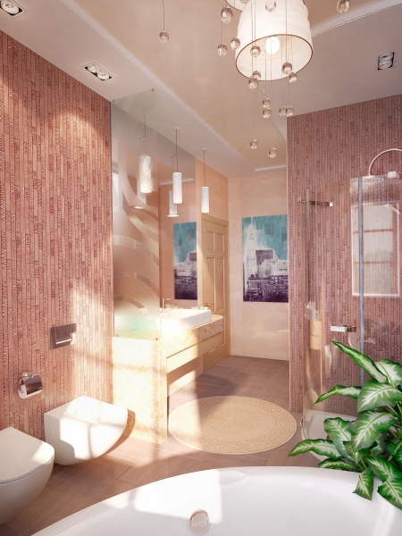 Люстра в ванной комнате - Дизайн интерьера коттеджа в пос. Московский