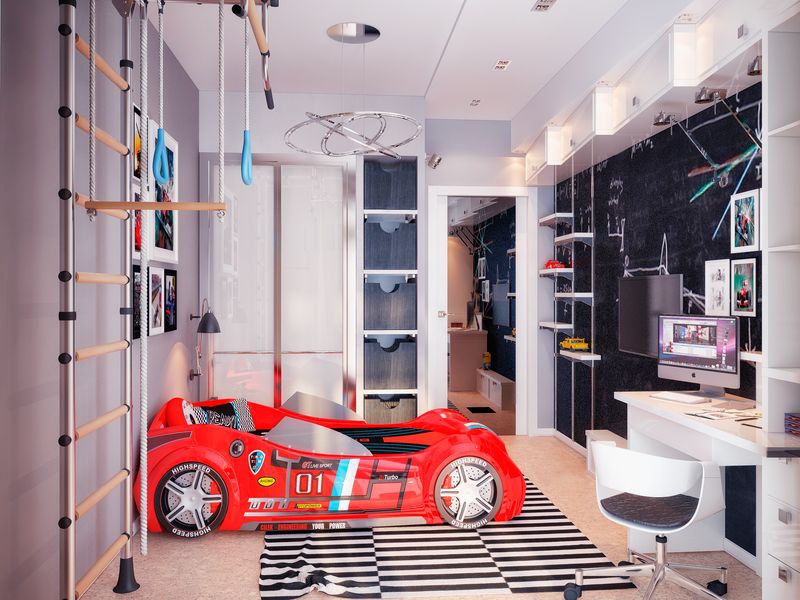 Встроенные секции хранения в детской комнате - Дизайн интерьера квартиры г.Тюмень ул. 50 лет Октября