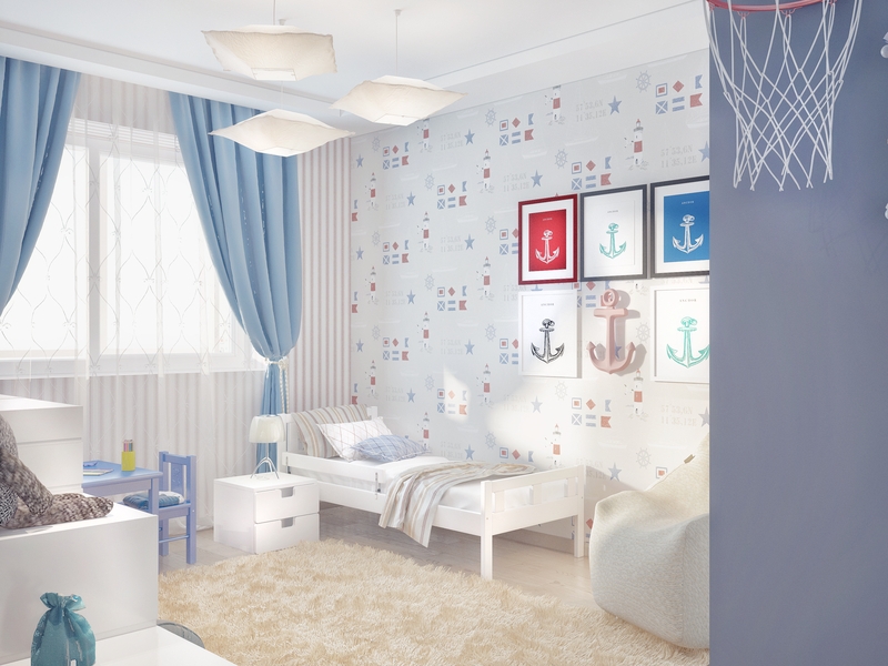 Тематические обои в детской комнате - Дизайн интерьера квартиры, квартал «Novin» г.Тюмень