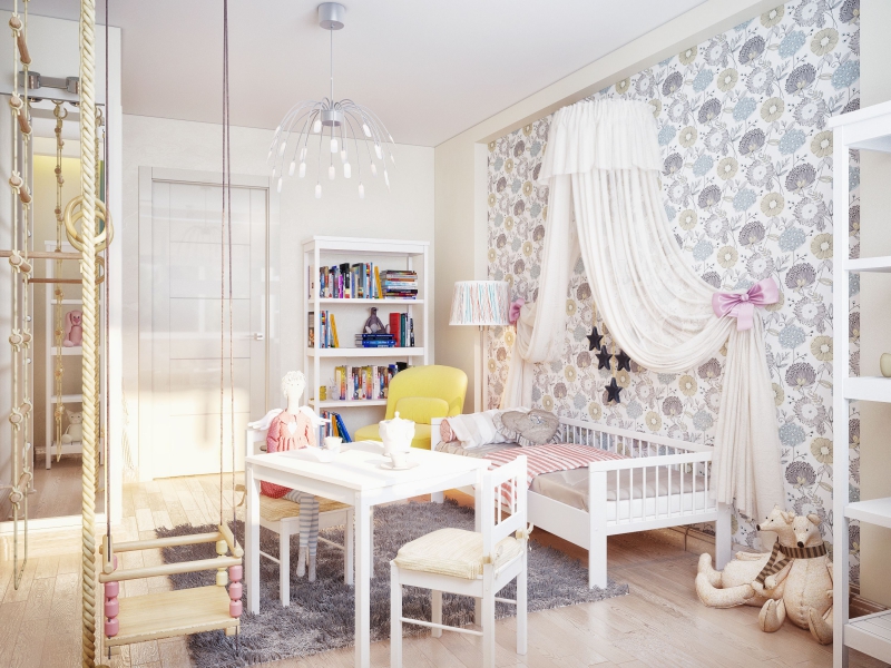 Детская комната в светлых оттенках - Дизайн интерьера квартиры г.Тюмень мкр..Европейский