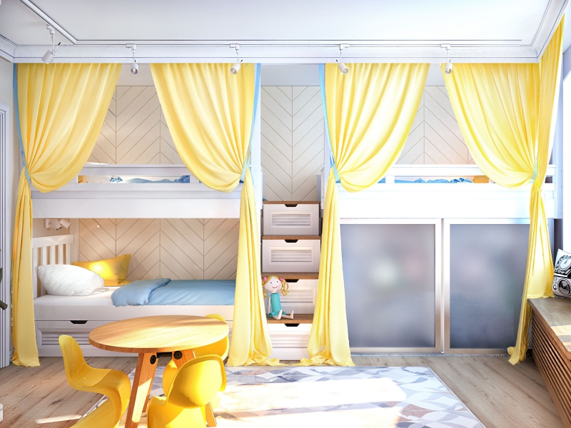 Дизайн интерьера двухкомнатной квартиры (70,5 кв.м) для творческой семьи, г. Ханты-Мансийск