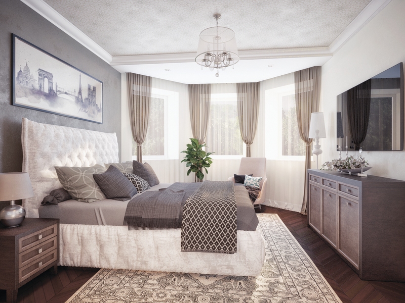 Спальня в классическом стиле-белая кровать - Дизайн интерьера дома для большой семьи, Воронино