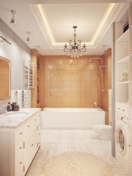 Классическая ванная-люстра в ванной - Дизайн интерьера дома для большой семьи, Воронино