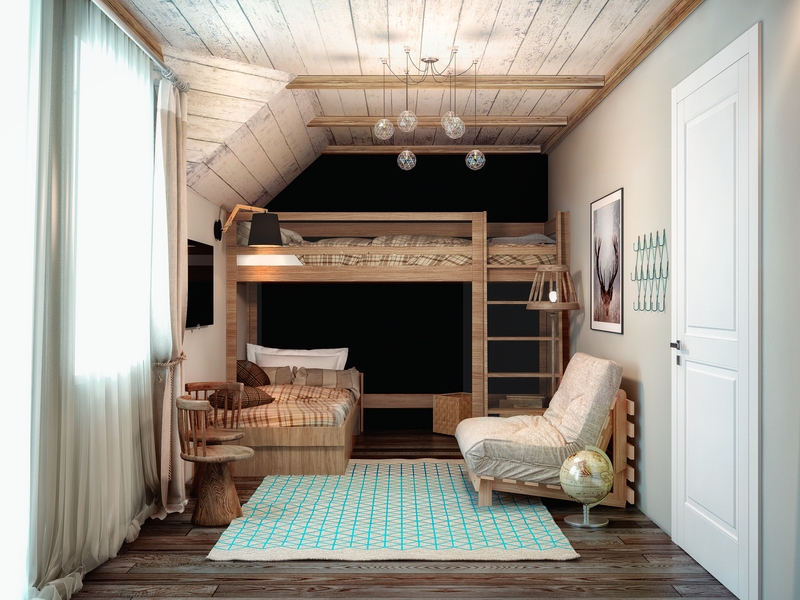 Детская комната с двухуровневой кроватью - Дизайн интерьера дома для большой семьи, Воронино