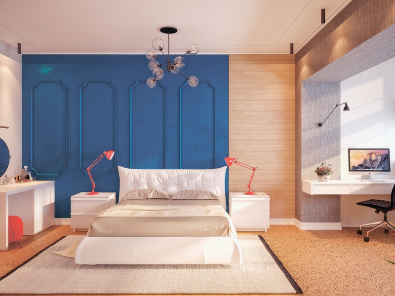 Солнечная спальня-яркие акценты в спальне - Дизайн интерьера квартиры, г.Салехард