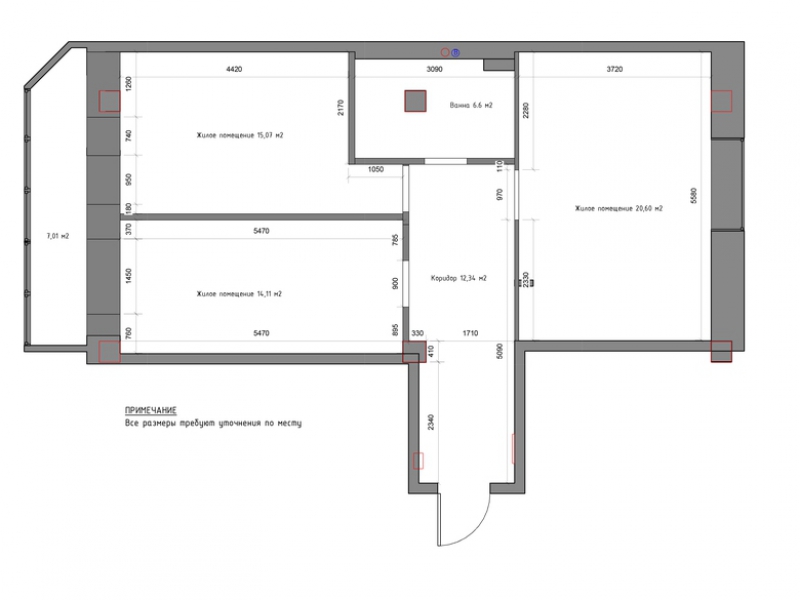 Планировка до - Дизайн интерьера квартиры, г.Салехард