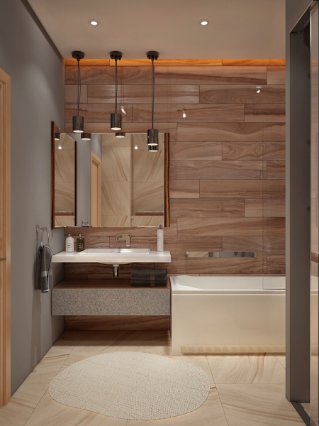 Ванная комната в современном стиле-покраска в санузле в сочетании с плиткой - Дизайн интерьера квартиры, ул. 25 лет Октября