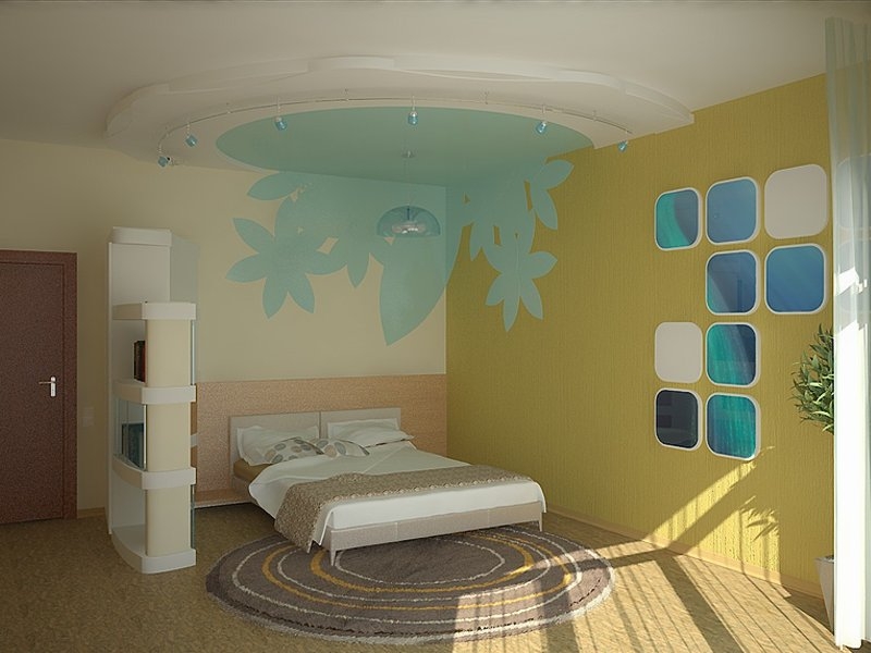 Спальня с декоративным подвесным потолком - Оригинальный дизайн интерьера частого дома