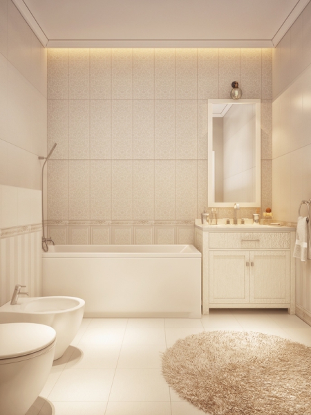 Настенная плитка в классическом стиле в ванной комнате - Дизайн дома для двух семей, Комарово