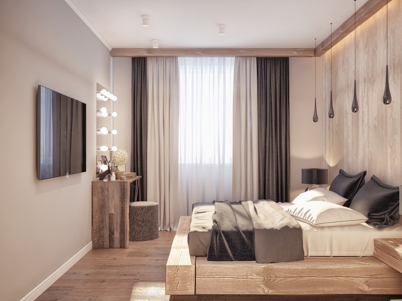 Деревянная мебель в спальне - Дизайн квартиры в Европейском