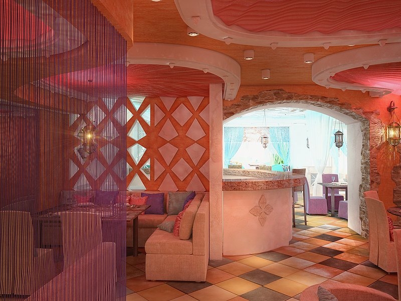 Декоративные потолочные ниши - Дизайн интерьера кафе «Маракеш»