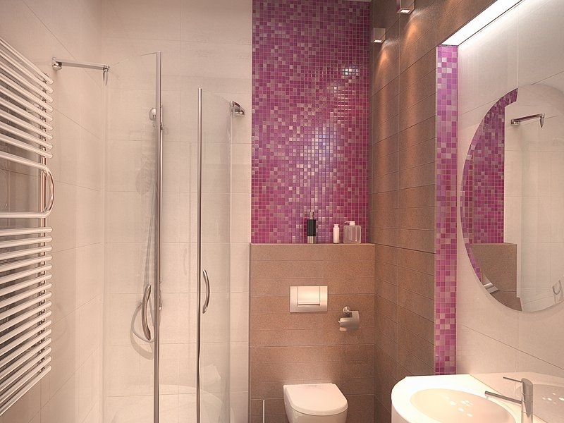 Ванная комната в розовых цветах - Квартира в жилом комплексе «Солнечный остров» #3
