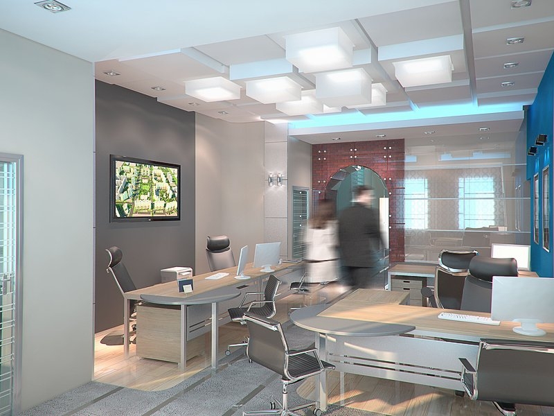 Декоративный потолок - Дизайн интерьера офиса АИЖК