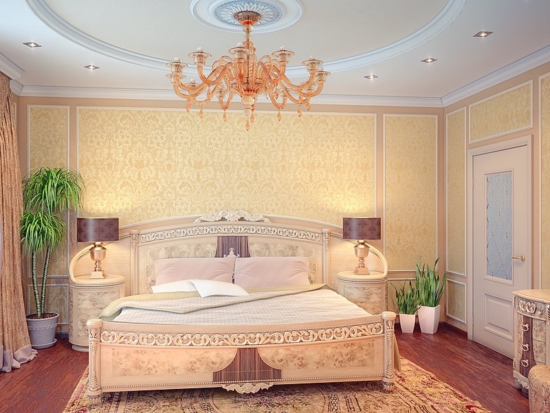 Спальня с сочетанием обоев и покраски стен - Дизайн интерьера квартиры г. Тюмень ул. Логунова