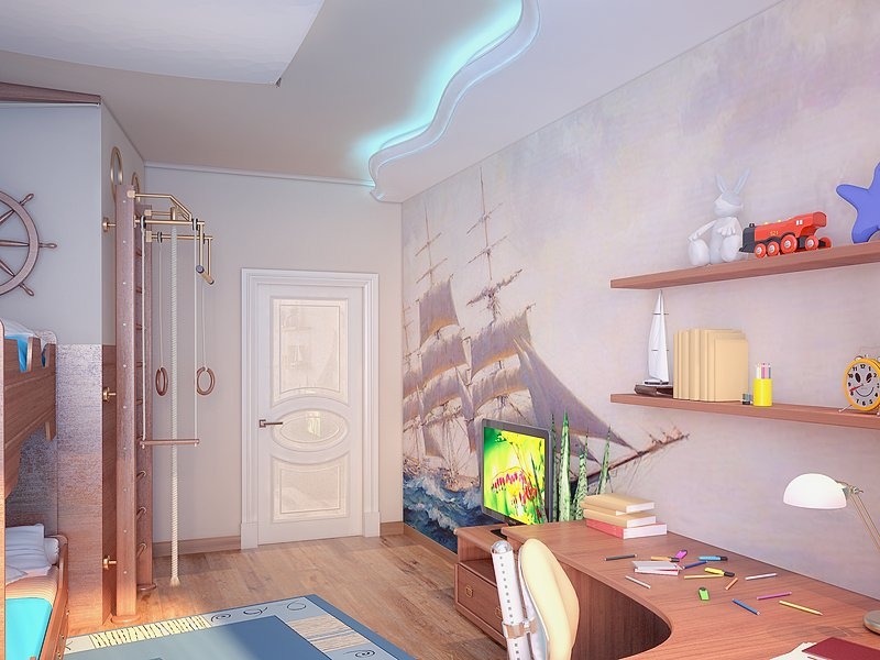 Детская комната с многоуровневым освещением - Дизайн интерьера квартиры г. Тюмень ул. Ямская