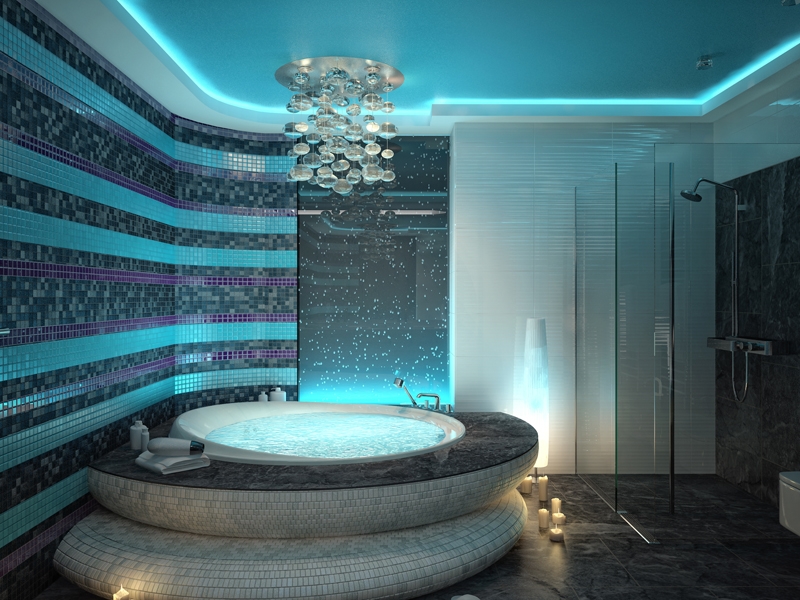 Ванная комната с декоративными панелями на стене  - Дизайн интерьера ванной комнаты