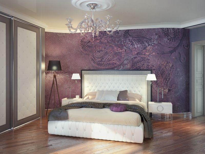 Спальня с барельефом на стене - Дизайн интерьера квартиры г. Тюмень ул. Матросова