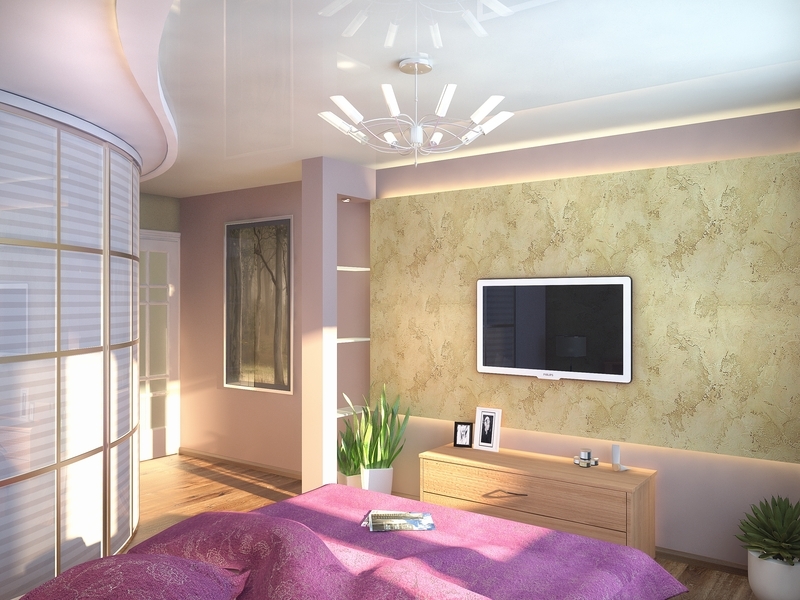 Спальня с гардеробной со стеклянными дверями - Дизайн квартиры Тюмень ул. Семенова ТДСК