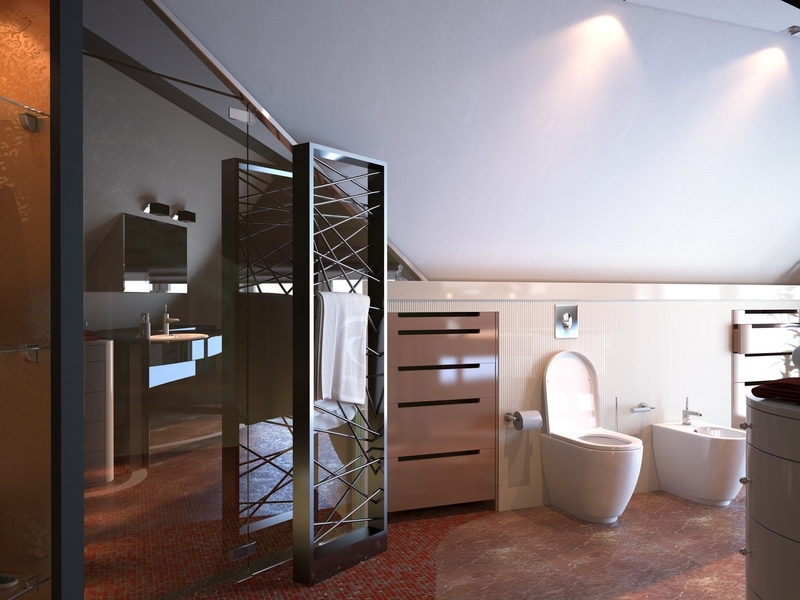 Ванная комната с напольным полотенцесушителем - Дизайн коттеджа Тюмень