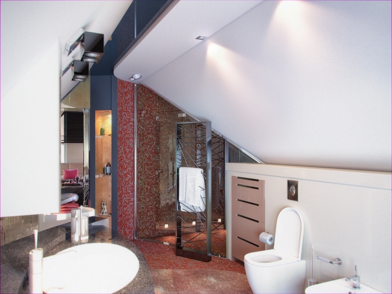 Ванная комната с отделкой из мозаики - Дизайн коттеджа Тюмень