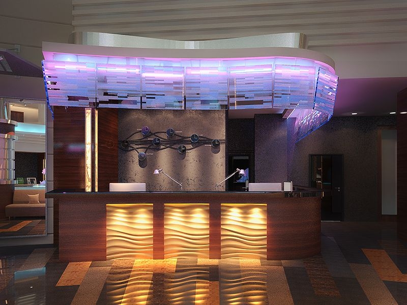 Стойка ресепшн с подсветкой - Дизайн интерьера Гостиницы