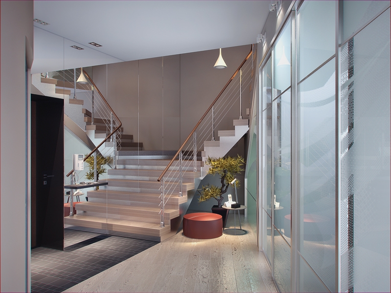 Коридор с лестницей - Дизайн интерьера квартиры на ул. 8 Марта г. Тюмень