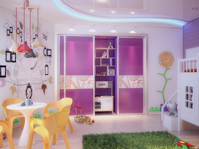 Детская комната с росписью на стенах - Дизайн интерьера квартиры на ул. Севастопольская г. Тюмень