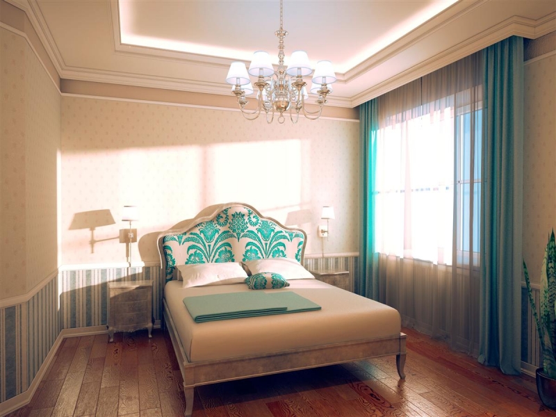 Спальня с нишей на потолке - Дизайн интерьера коттеджа г. Омск